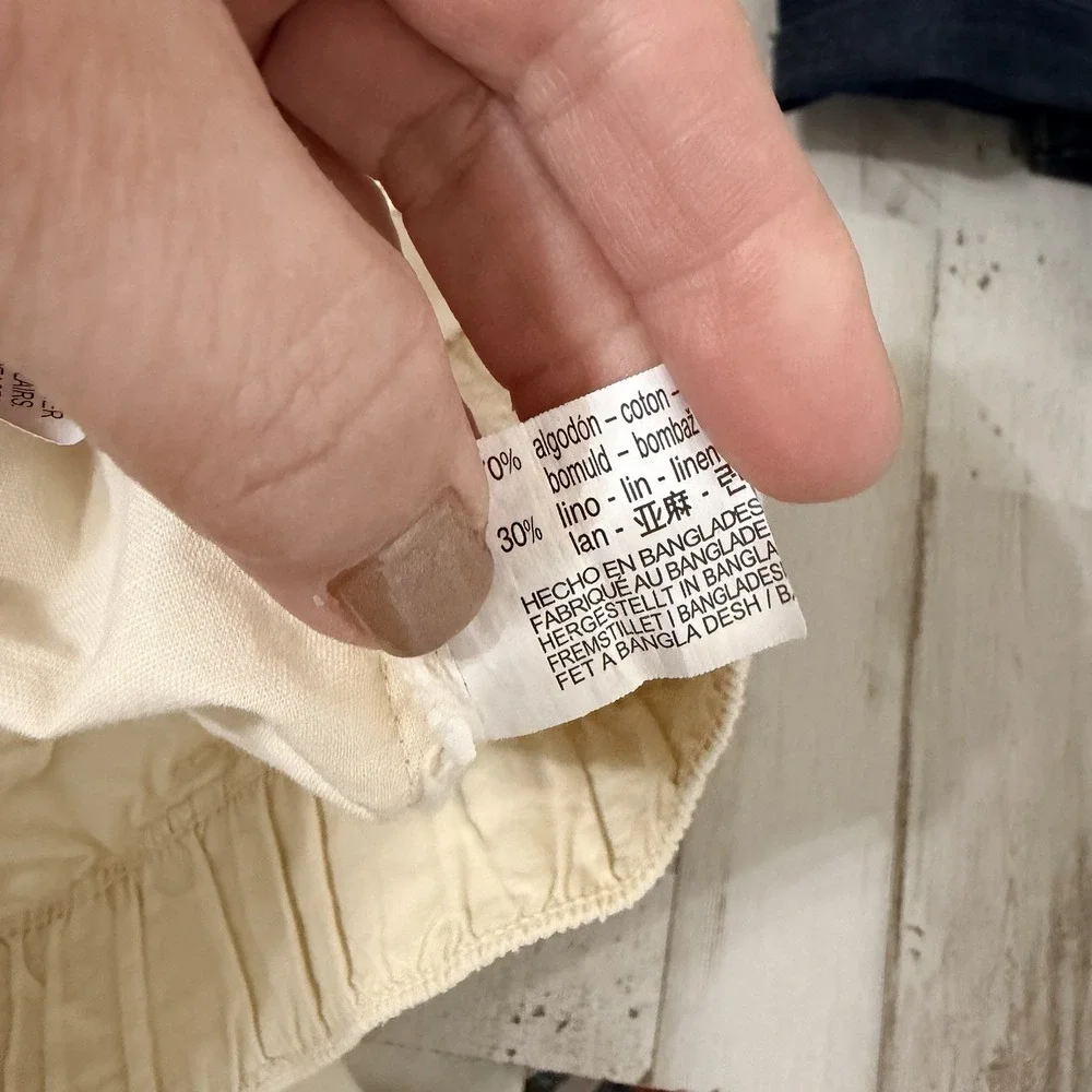 Zara Jogger Pants XS Pull On Linen Blend Belt Loops Casual Cream‎ Pockets Crop